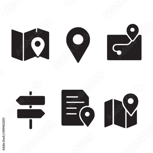 Location and Navigation Icons: Maps, Pins, and Signposts