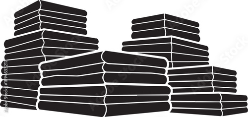 Stacks of black books on a white background illustration