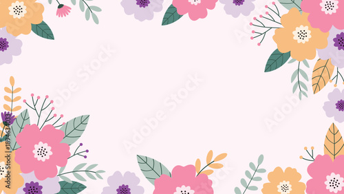 Design banner frame flower. Spring background. Spring season background with floral elements.