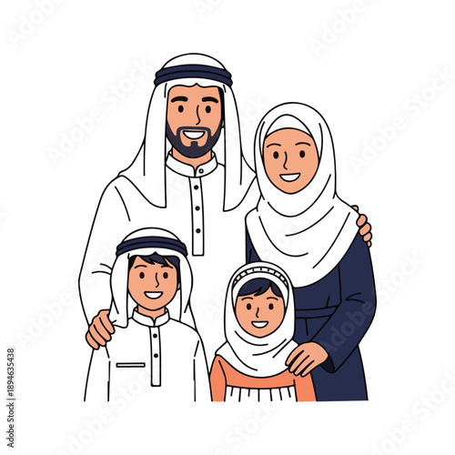 Emirati Family Portrait Happiness Togetherness Traditional Attire