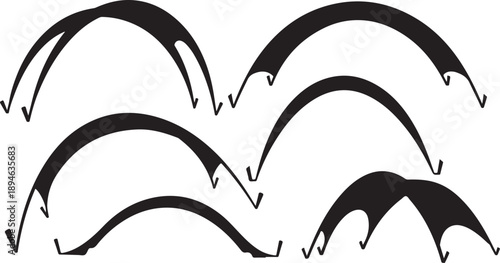 Black Silhouette of Bat Wings on White Background Illustration