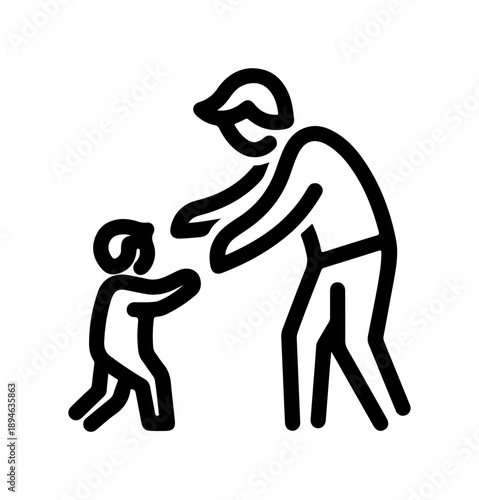 Father teaching child to walk