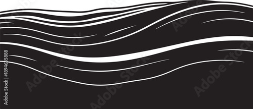Monochromatic wavy lines on black and white background illustration