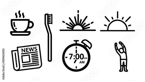 Morning routine icons