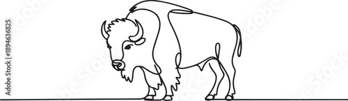 Single continuous line drawing of elegance american bison for multinational company logo identity. Luxury bull mascot concept for matador show. one line Icon drawing
