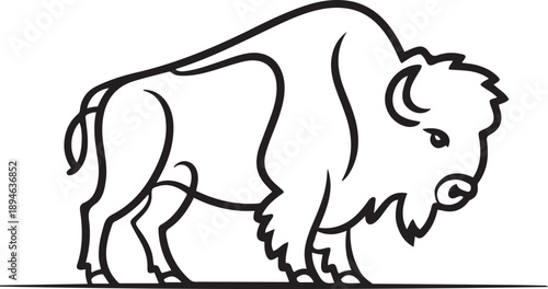 Single continuous line drawing of elegance american bison for multinational company logo identity. Luxury bull mascot concept for matador show. one line Icon drawing