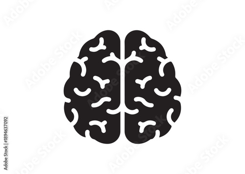 Human Brain Icon, Editable Solid Vector Illustration