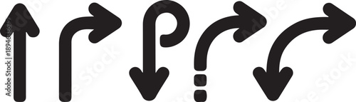 Black arrows. Turn Right signs