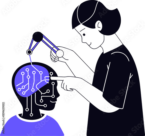 Technological integration into human mind Vector