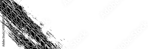 Tire tread marks, wheel textures, tire marks - car racing, motocross, drift, rally, off-road and others. Vector black isolated texture in grunge style with splashes.eps10