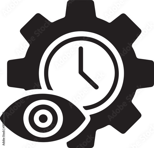 Time observation and process management settings icon isolated on white background, illustration