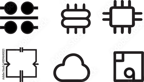 Various circuit symbols and icons Vector