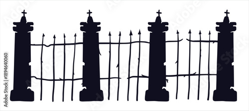  old fence of cemetery halloween decoration black 