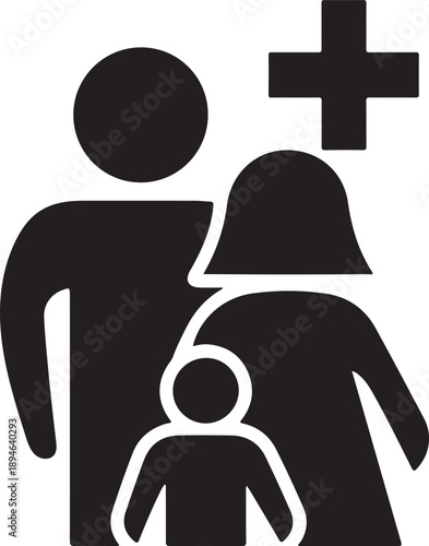 Family health and medical care insurance icon isolated on white background, illustration