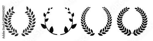 retro laurel wreaths set circle winner trophy decor