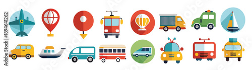 transportation icon set collection illustration