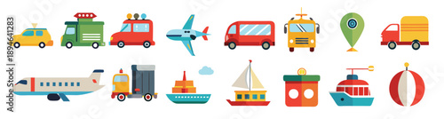 transportation icon set collection illustration