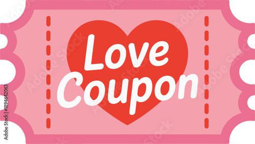Bild auf Leinwand A pink coupon with a heart and the words 'Love Coupon' on it, perfect for Valentine's Day or romantic gestures