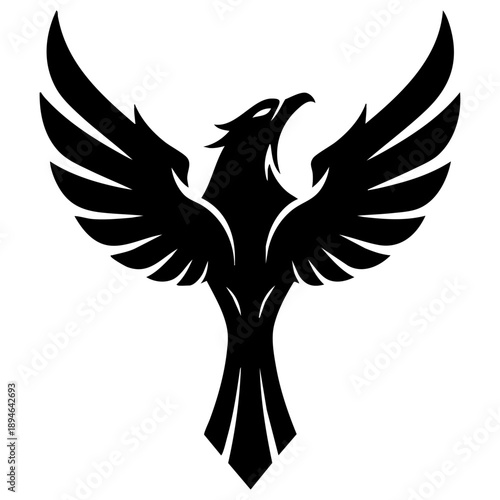 Stylized Mythical Phoenix Bird Logo Icon Vector Graphic Silhouette Design