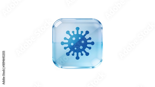 Transparent blue glass ice cubes isolated on a white background create a cold liquid drink aesthetic for this empty gift box container object