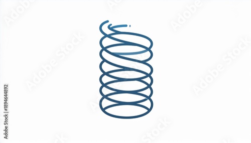 3D blue spiral spring icon isolated on white background vector illustration