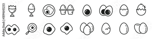 egg food menu icon set illustration isolated on white