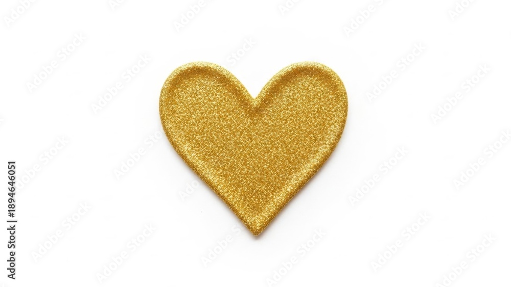 Fototapeta premium Goldenes, glitzerndes Herzsymbol als freigestelltes Element auf weißem Hintergrund – minimalistisch, festlich und romantisch. Generative KI