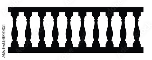 silhouette of stone balustrade with balusters for fencing