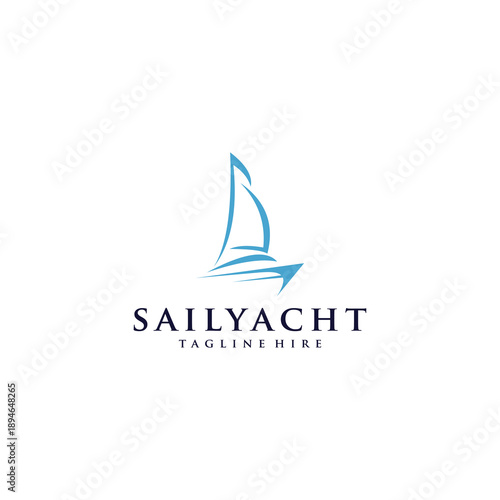Modern and sleek sailboat logo design symbolizing elegant yachting, nautical adventures, ocean voyages, and luxurious sea travel experiences, perfect for maritime businesses and marine sports