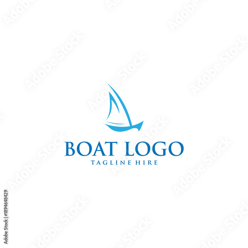 Sleek and modern blue sailboat logo design symbolizing marine travel, yachting adventures, and freedom on the open water. Ideal for luxury tourism, nautical services, and maritime businesses