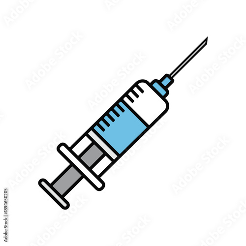 Medical Syringe Injection Icon Vector Illustration Line Style