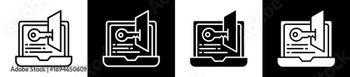 System Access Icon Set In Black And White Filled Style Collection