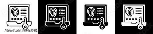 Biometric Login Icon Set In Black And White Filled Style Collection