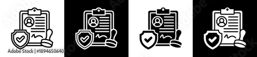 User Consent Icon Set In Black And White Filled Style Collection