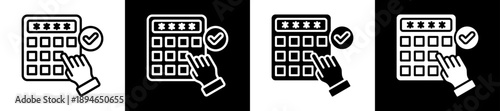 Pin Code Icon Set In Black And White Filled Style Collection