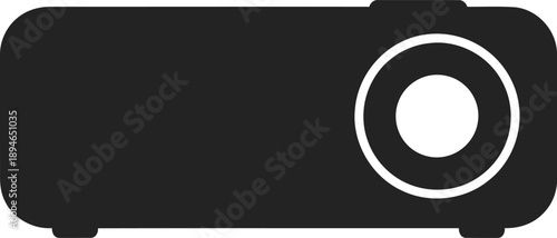 Black Silhouette Of Small Portable Projector Lens Visible Minimalist Flat Design