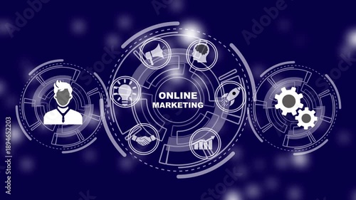 Online Marketing Technology Solution for Online Business Concept. Business, Technology, Internet and network concept. Digital technology background.