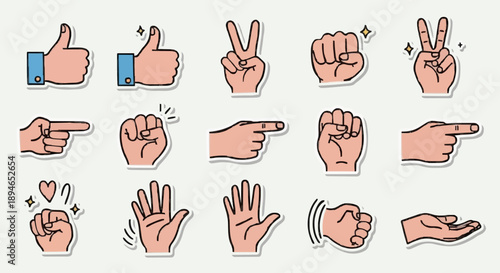 Collection of Diverse Hand Gestures and Symbols.