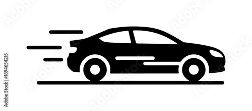 Black car speeding on road