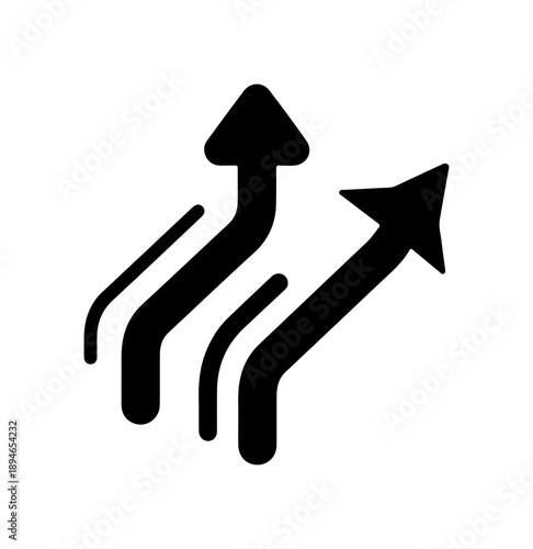 Three curved lines pointing upwards