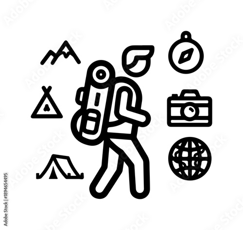 Hiker preparing for a mountain adventure