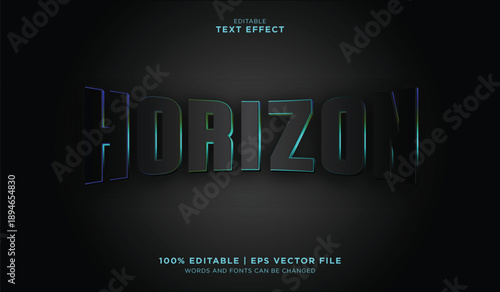Editable vector text effect with typhograpy on horizon background for design