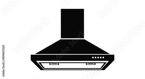 A stark black outline depicts a modern kitchen range hood showcasing a minimalist design silhouette high quality professional