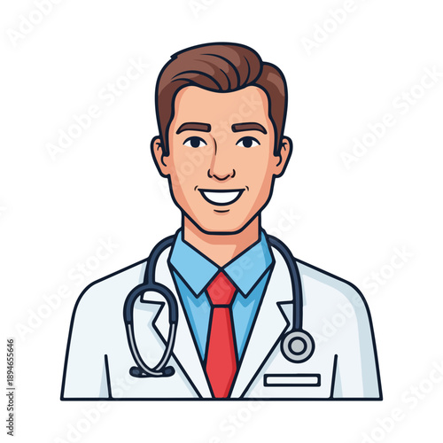 Smiling Male Doctor Avatar Vector Illustration