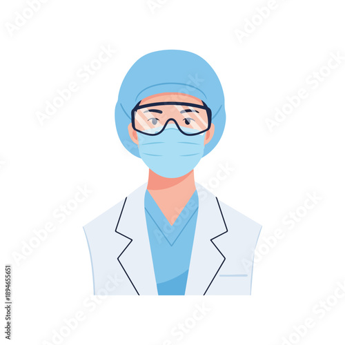 Medical Professional Wearing Full PPE Vector Illustration