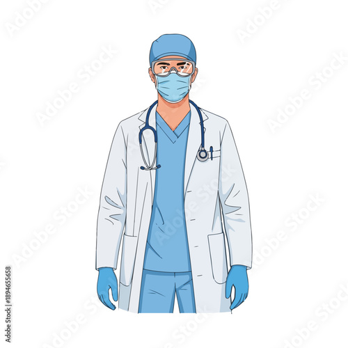Doctor in PPE Medical Worker Illustration