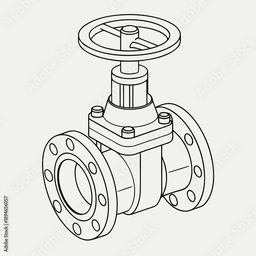 Industrial gate valve with round handle