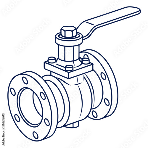Industrial ball valve with flanged ends