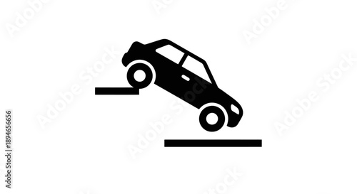 Car icon falling off a curb or ledge.