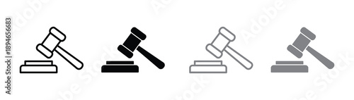Judge’s gavel icon symbolizing justice, law, and legal authority. Perfect for courtroom graphics, legal services, judiciary systems, decision-making, and law firm illustrations.